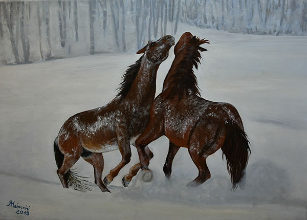 Cavalli nella neve