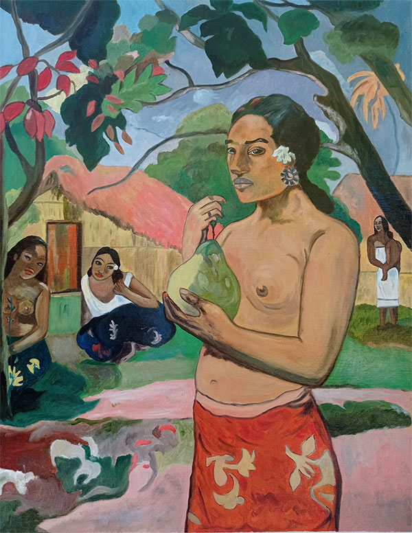 Gauguin eu haere ia oe (Donna che prende un frutto) omaggio a Paul Gauguin