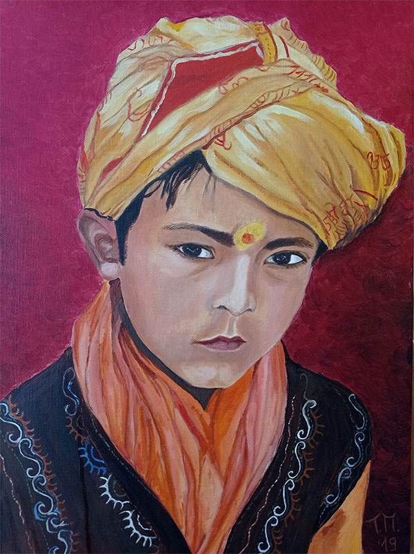 Ritratto di bimbo indiano con turbante